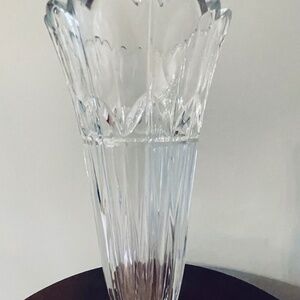 Mid-century crystal tulip vase, Tall Crystal Vase, Vintage Crystal Tulip Vase